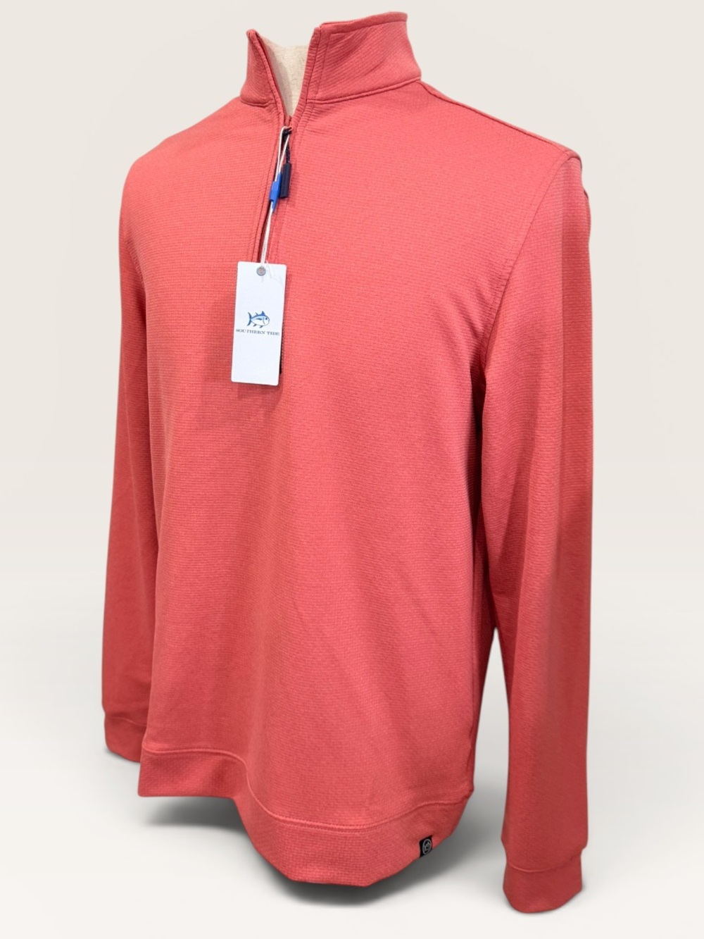 Southern Tide Small LS Schooner Quarter Zip Pullover Mineral Red Coral NWT $118